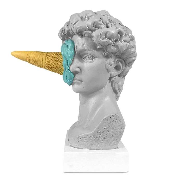 Ice Cream Smashing David Statue David Head Bust Statue Porch Decor A