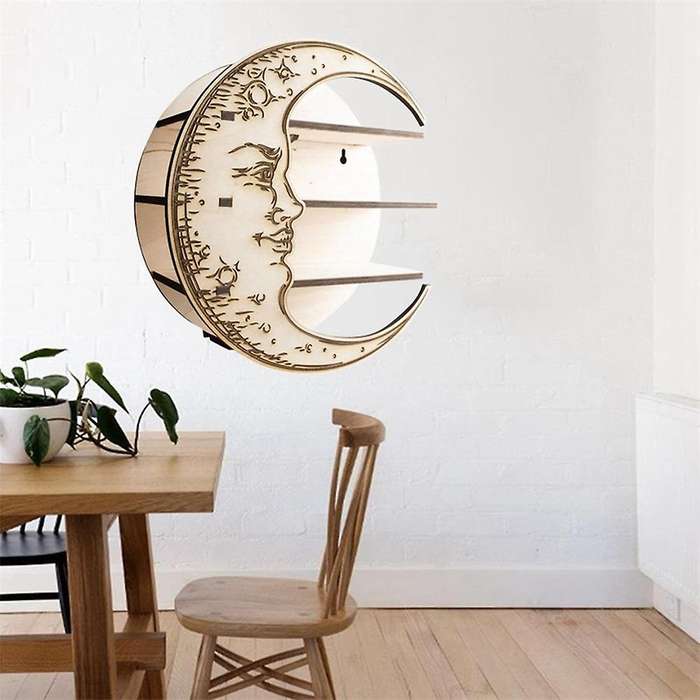 Crystal Display Essential Oil Shelf Moon Shelf Decor for Bedroom(b)