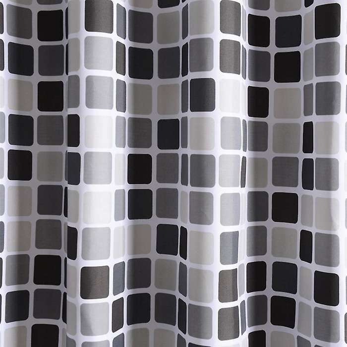 Black+white+gray Fabric Shower with 12 Hooks Bath Curtains 200x200cm
