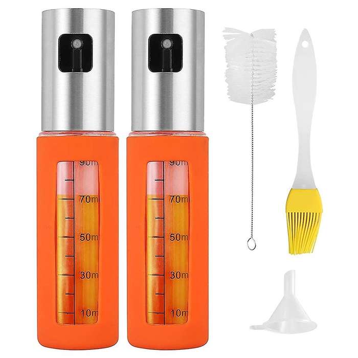 2pcs 100ml Glass Oil Dispenser with Scale, Cleaning Brush,oil Brush