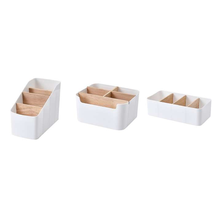 Desktop Makeup Organizer Storage Box for Living Room Bathroom White