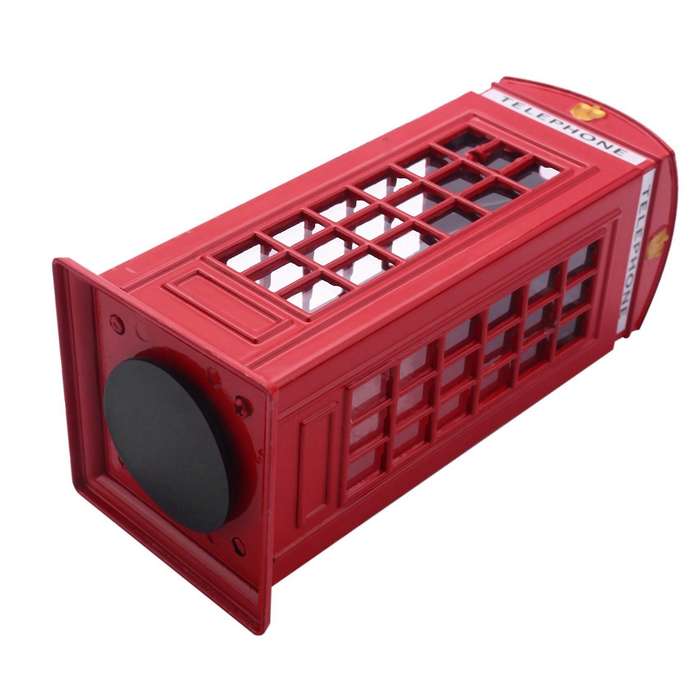 Metal Red London Telephone Booth Bank Coin Bank 140x60x60mm