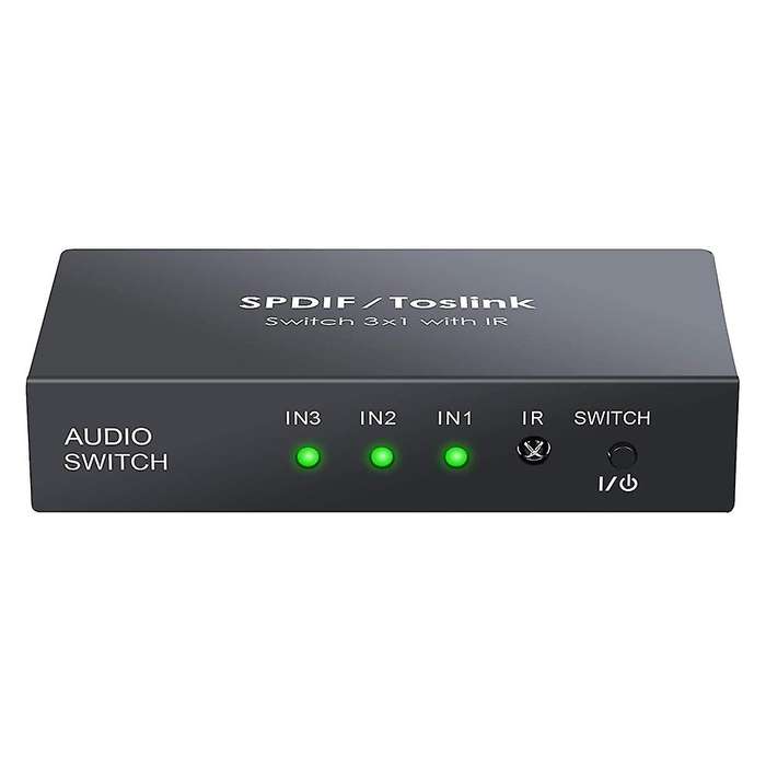 Digital Optical Audio Switcher 3x1 Spdif Toslink Switch Box