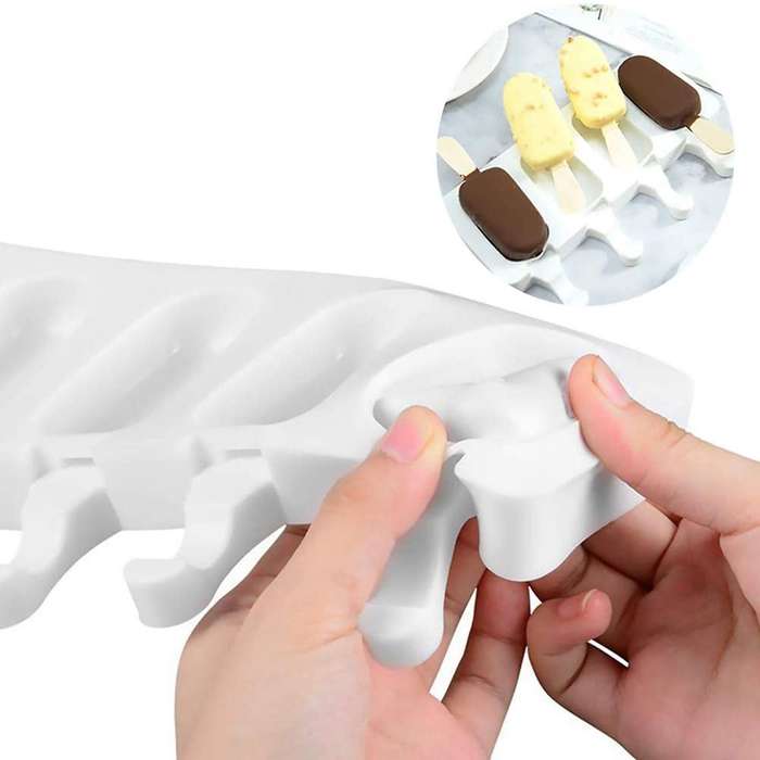 2 Pcs Silicone Popsicle Molds with 100 Wooden Sticks