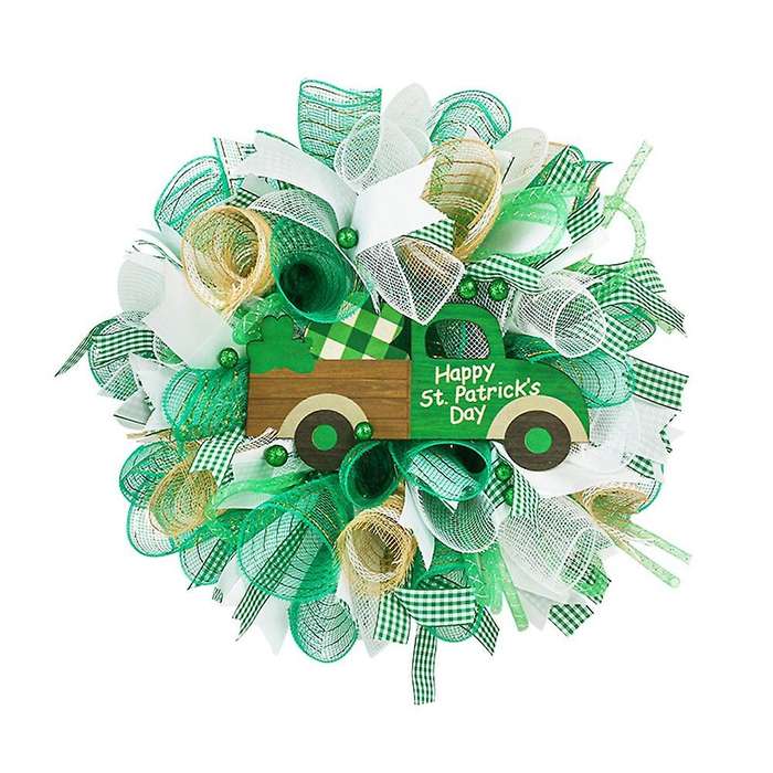 Northern Irish Festival Green Garland Ribbon Hanging Wreath Home