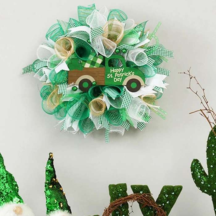 Northern Irish Festival Green Garland Ribbon Hanging Wreath Home