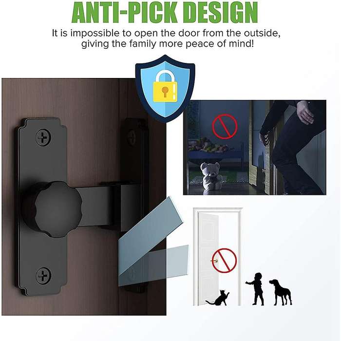 Sliding Door Lock Hardware, Gate Latches Flip Latch Lock Black 2pack