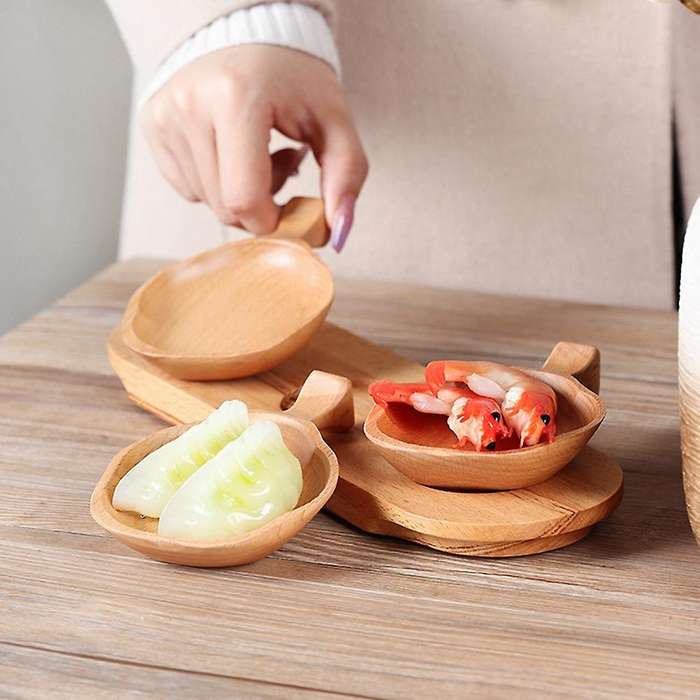 Japan Style Dipping Sauce Dishes Wood Plates Seasoning Dishes