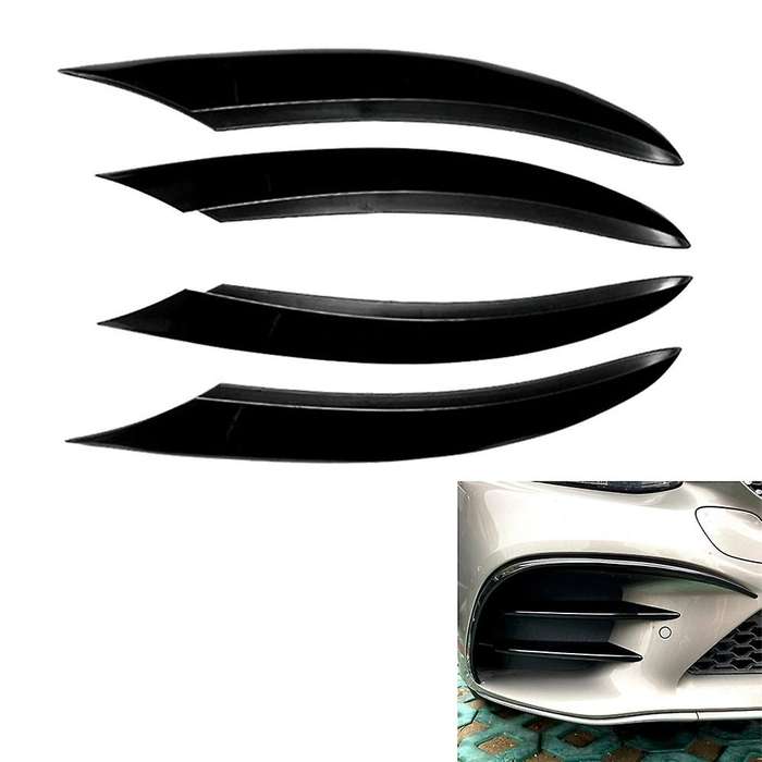 Abs Glossy Black Front Bumper Lower Grille Frame Fog Light Cover Trim