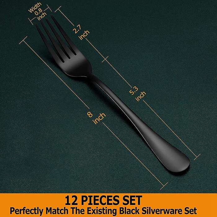 12 Piece Black Dinner Forks Set, Dessert Forks,metal Fork Silverware
