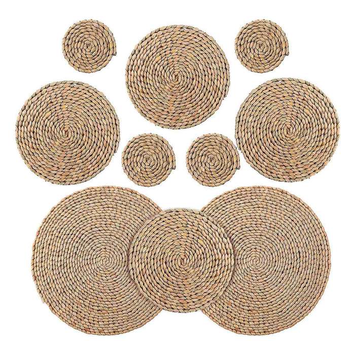 10pcs Round Weave Placemat for Table,pots,12 Inch,8 Inch,4 Inch