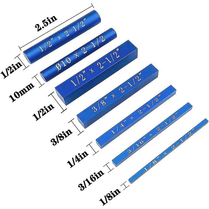 7pcs Precision Aluminum Setup Bars for Router and Table Saw (blue)