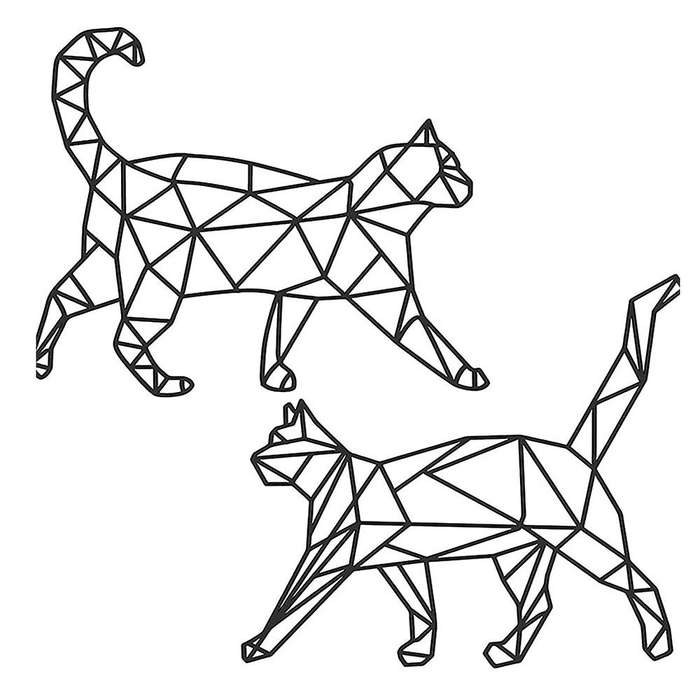 2pcs Metal Cat Art Wall Geometric Cat Decoration