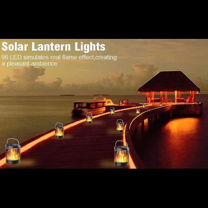 Solar Lanterns Waterproof Flickering Flame Lantern for Garden Patio