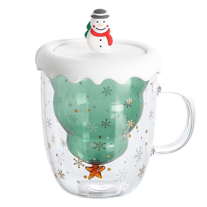 Christmas Glass Double-layer Cup, Star Wish Cup, Christmas Tree Cup