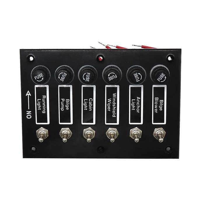 6 Gang Dc 12v/24v Fused On/off Toggle Switch Panel with 6 Screws