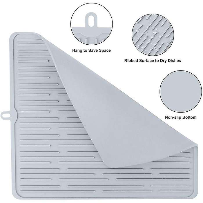 Dish Drying Mat, for Kitchen, Heat Resistant Mat (cloud Gray)