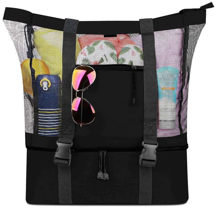 Mesh Beach Tote Bag with Beach Cooler - Capacity 34l 150lbs for Women