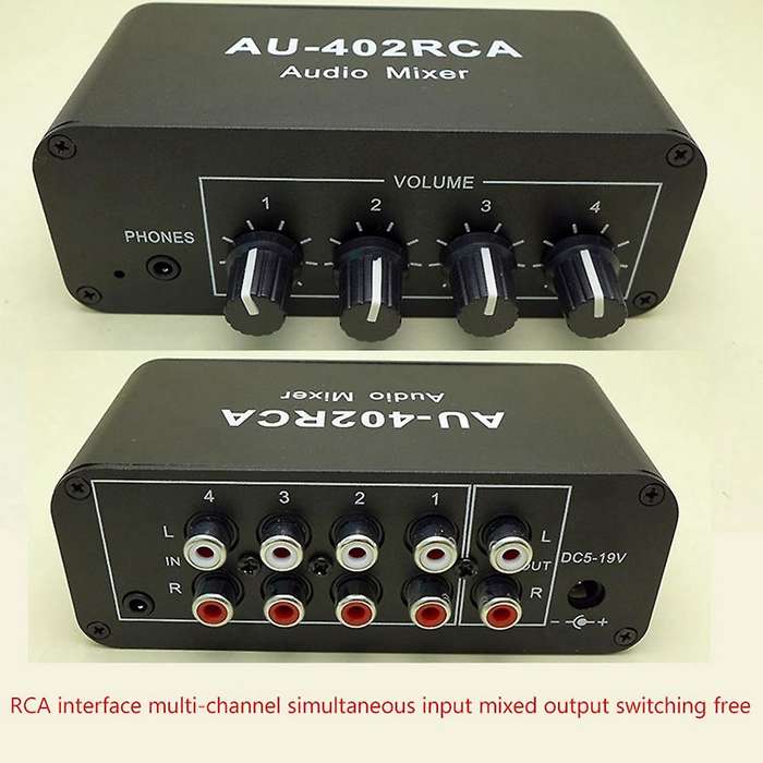 Multi-source Rca Mixer 4 Input 2 Output Audio Switch Switcher Control
