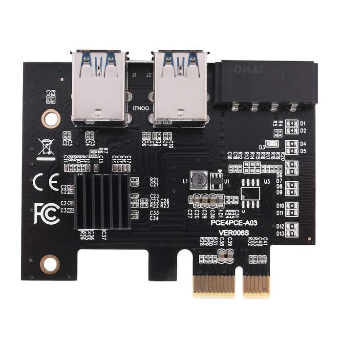 Pci-e 1 Port Dual Layer Usb3.0 Expansion Card for Btc Miner Mining