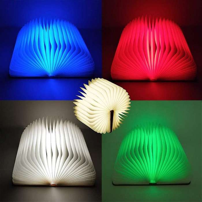 Folding Led Night Light Usb Recharge Book Light Decor Brown