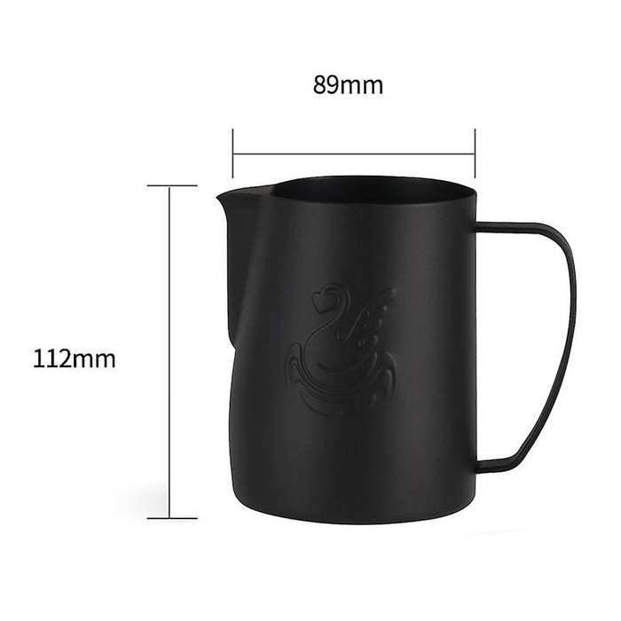 Stainless Steel Black Coffee Cup Milk Frothing Cup 600ml Jug Latte