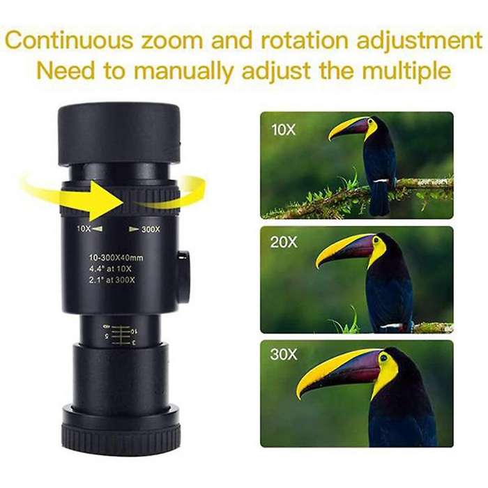 Monocular Telescope 4k 10-300x40mm,with Smartphone Holder&tripod