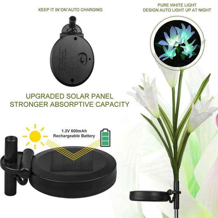 3 Pcs Purple White and Pink Solar Light for Garden Terrace Backyard