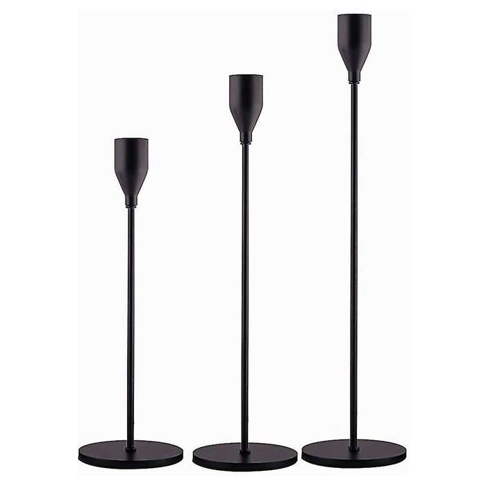Black Candle Holders Set Of 3 for Taper Candles,for Wedding,party
