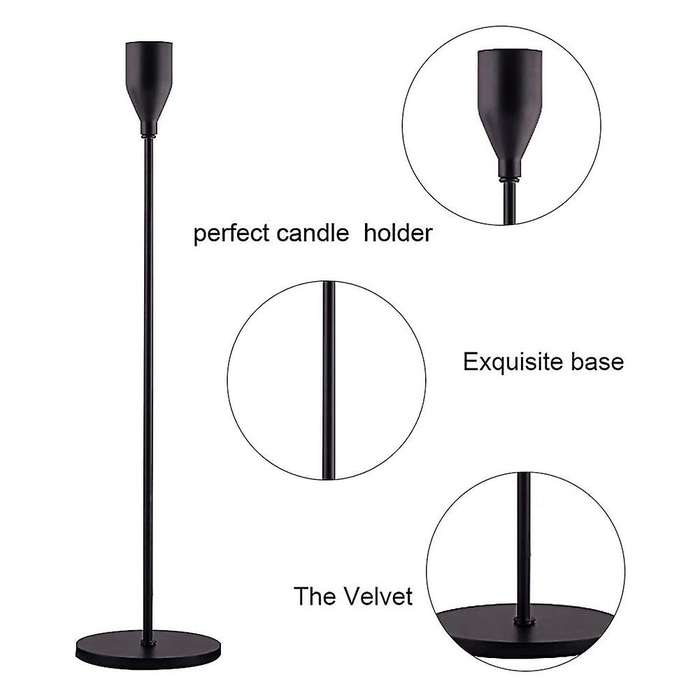 Black Candle Holders Set Of 3 for Taper Candles,for Wedding,party