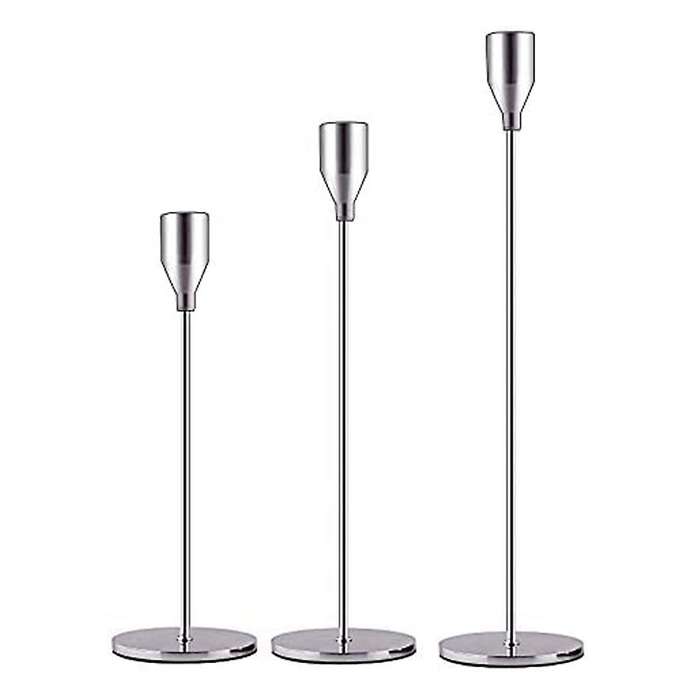 Silver Candle Holders Set Of 3 for Taper Candles,for Wedding,party