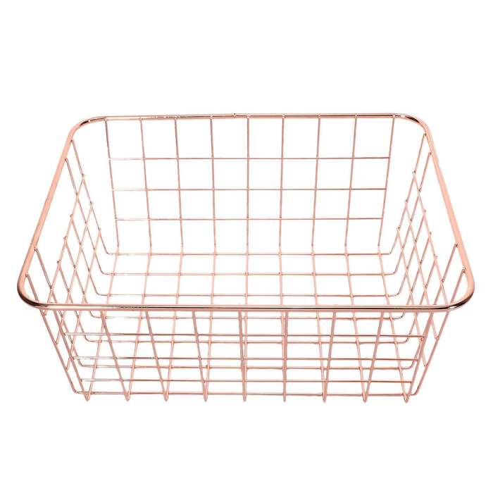 2x Nordic Style Metal Wire Storage Basket Cosmetic Holder -rose Gold