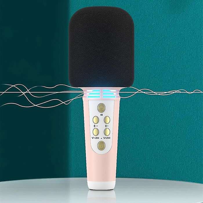 Wireless Bluetooth Microphone Karaoke Condenser Mic for Kids Pink