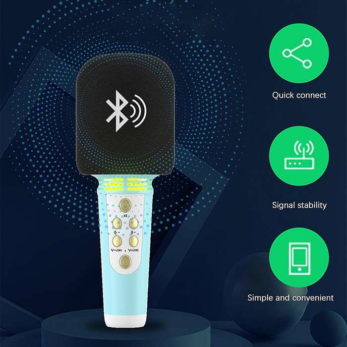 Wireless Bluetooth Microphone Karaoke Condenser Mic for Kids Pink