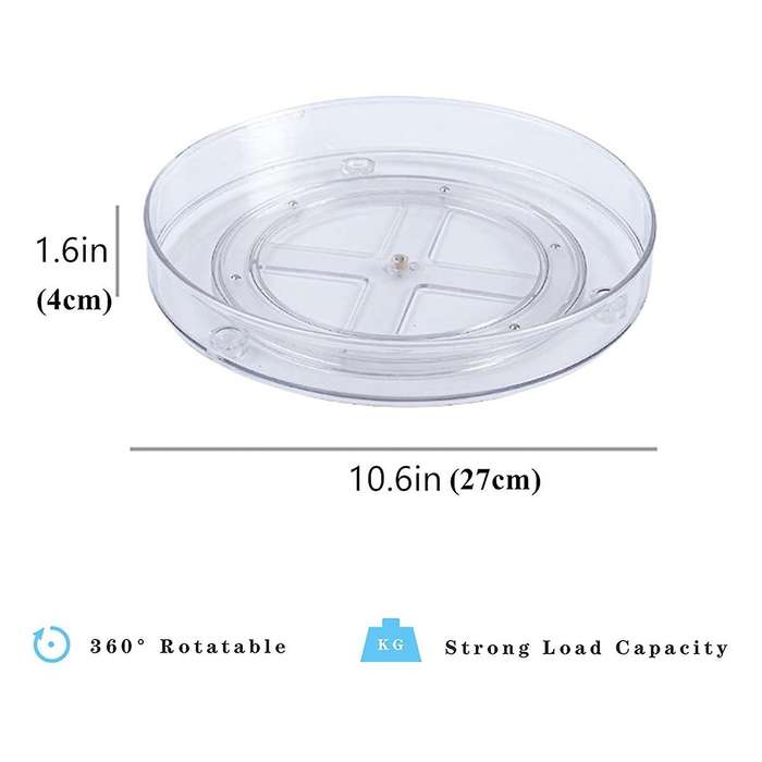 Storage Cabinet Turntable-2 Pieces 10.6 Inch Transparent Rotating