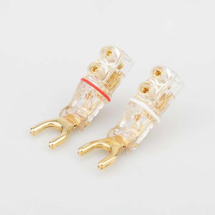 24k Gold-plated Crystal Y Plug Speaker Plugs, 4pcs