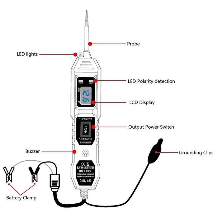 Automotive Circuit Tester Digital Test Electric Voltage Power Test System Probe Car Voltage Tester