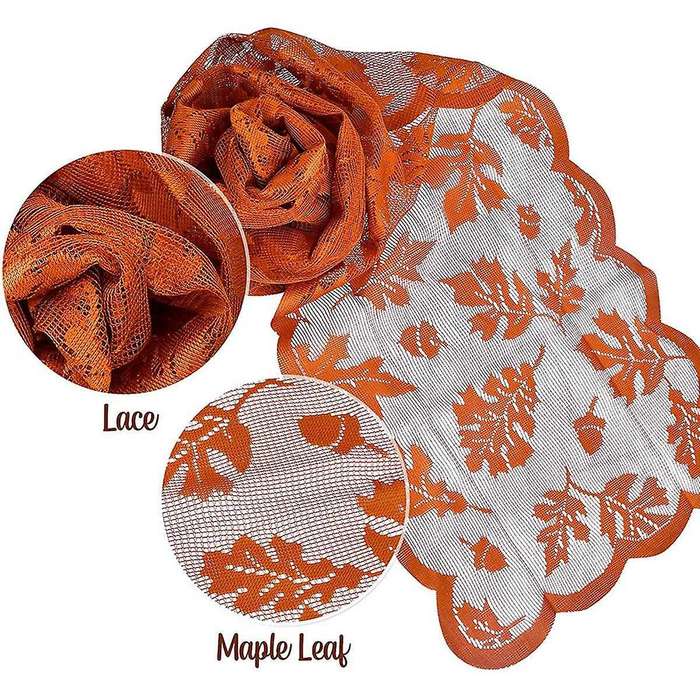 Autumn Decoration Thanksgiving Table Runner Maple Leaf Lace Brown Table Runner Autumn Decoration