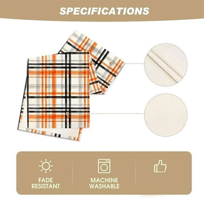 Autumn Lineplaid Printed Table Flag Linen Durable Table Cloth Party Setting Ceremonial Table Towel D