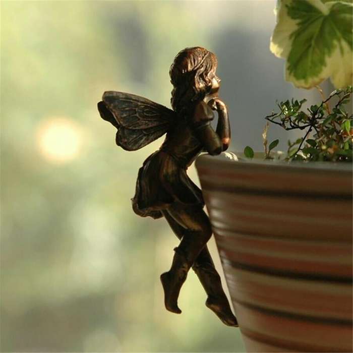 B Plant Pot Hanging Resin Decor Fairy Flower Pot Decor Design for Garden Huggers Pot Fairy Decor
