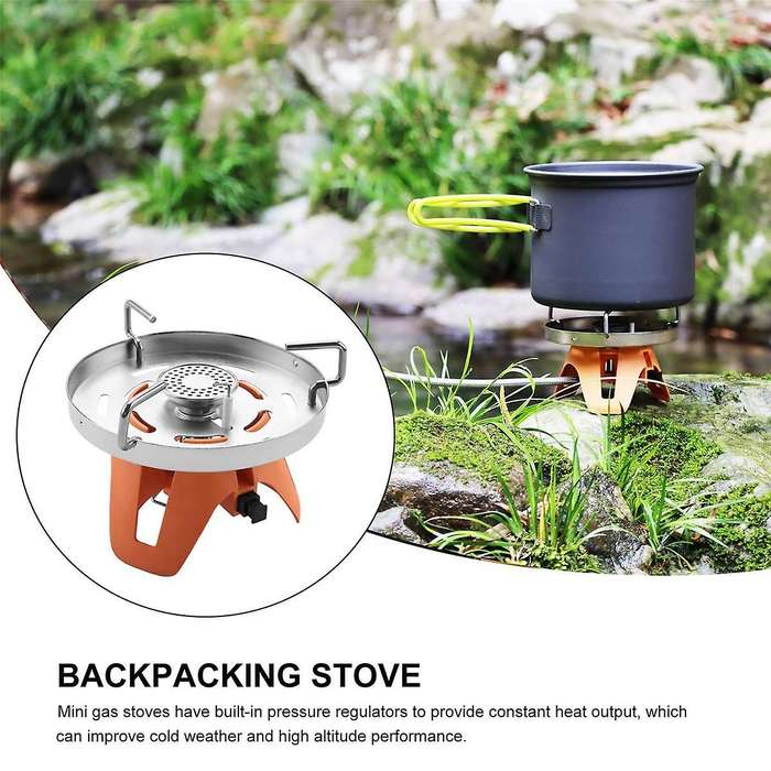 Backpacking Stove Camping Hiking Trekking Travel Canister Stoves, Mini on Canister Burner, Flame Con