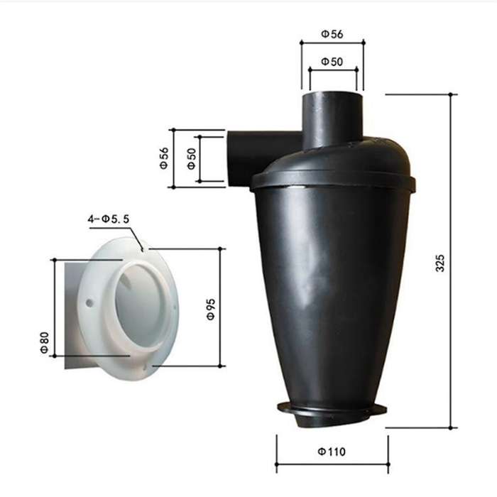 Bagless Cyclone Dust Collector Sn50t4 50mm Inner Diameter Accesseries Industrial Separator Collector