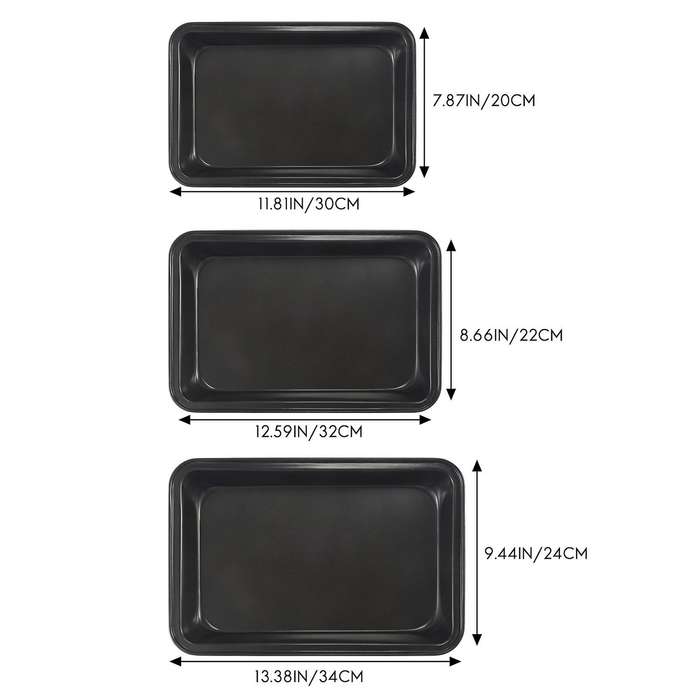 Baking Deep Baking Pans Nonstick Set, Cookie Baking , Bakeware Rectangle Cake for Oven, 3 Piece