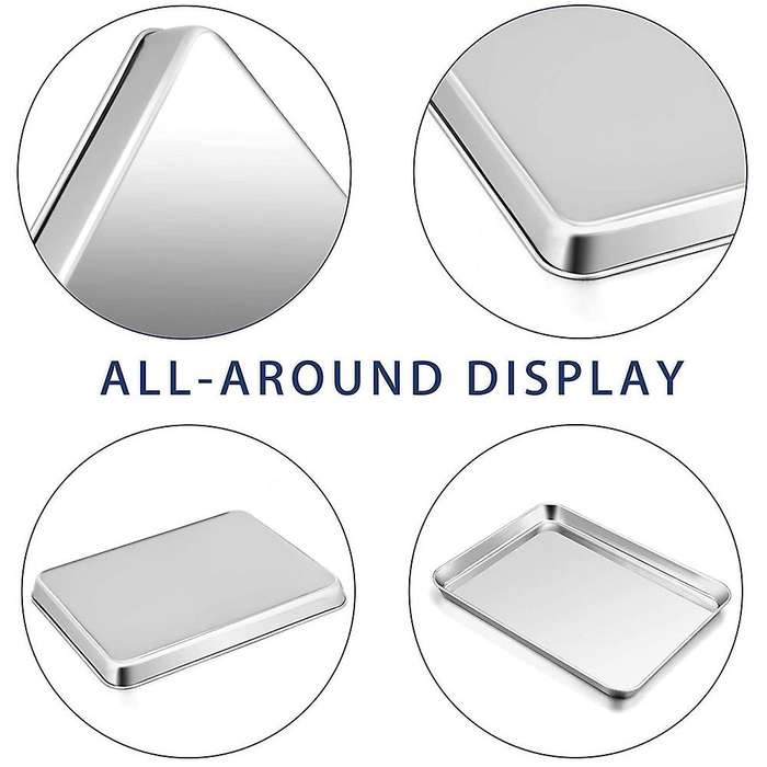 Baking Cookie Sheet Set of 2, Stainless Steel Baking Sheets Pan Oven Tray, 16X12X1Inch, Mirror Fini