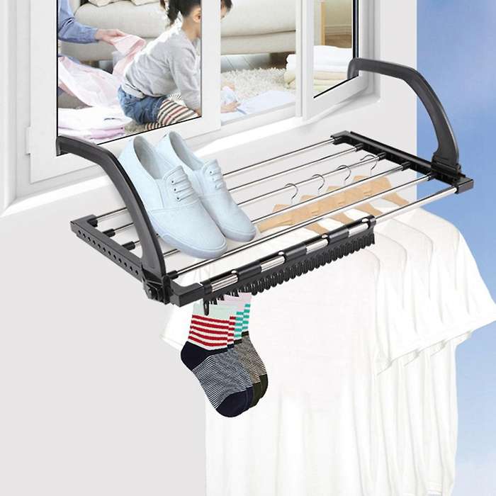 Balcony Drying Shoe Rack Folding Window Diaper Drying Rack Laundry Clothes Dryer, Indoor Towel Stora