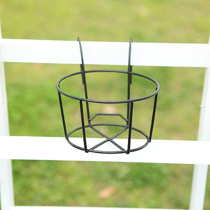 Balcony Flower Stand European Style Wrought Iron Railing Potted Hanging Sill Wall Mount(black)
