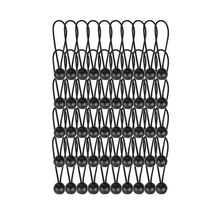 Ball Bungee Cords 6 Inch, 50 Pcs Heavy Duty Bungee Balls, Tarp Bungee with Balls, Black High Elasti