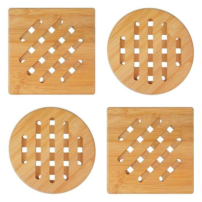 Bamboo Pot Coasters,heat-resistant Bamboo Place Mats, Square and Round Pot Coasters Made Of Wood, Fo