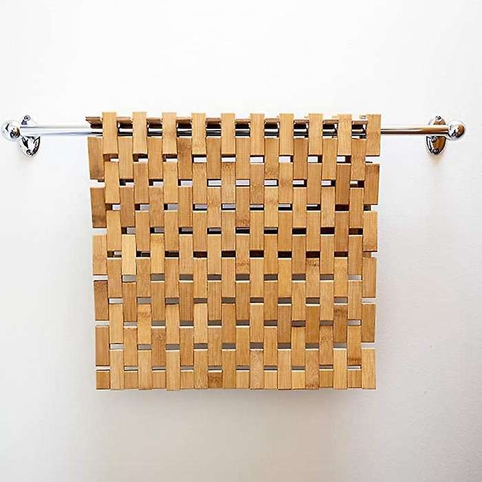 Bamboo Bath Mat Silicone Anti Slip Pads Roll Up Wooden Bath Mats Boho Bamboo Decor Shower Mats For