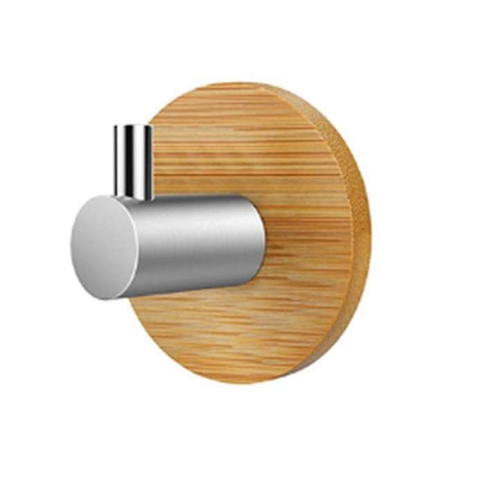 Bamboo Stainless Steel Wall Clothes Bag Headphone Key Hanger Kitchen Bathroom Door Towel Rustproof